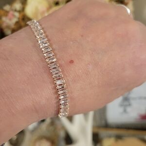 NWT Rose gold bolo tennis bracelet Baguettes CZs